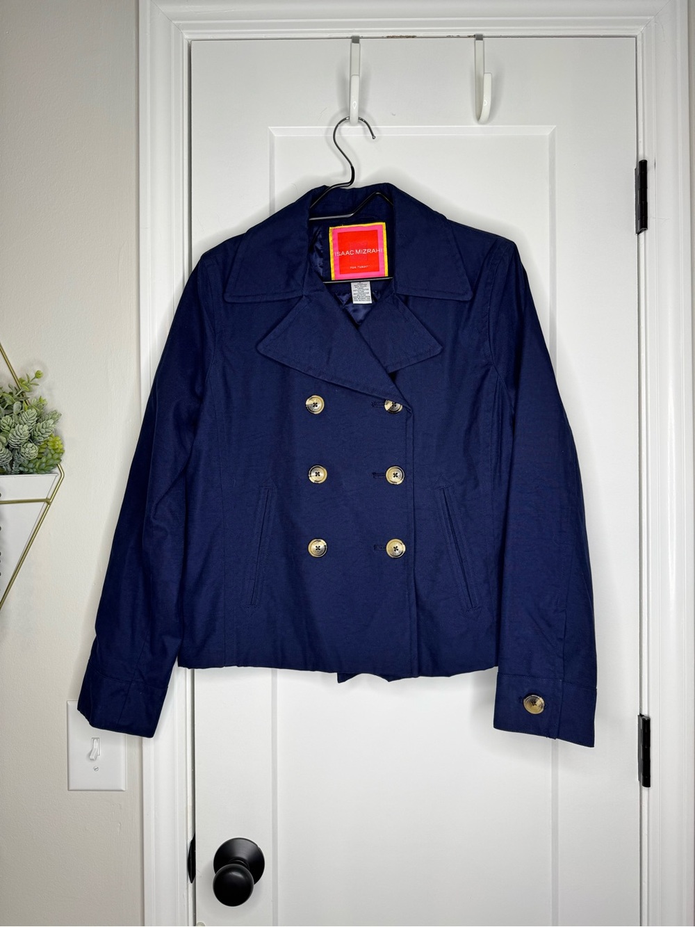 Isaac Mizrahi Navy Cropped Coat